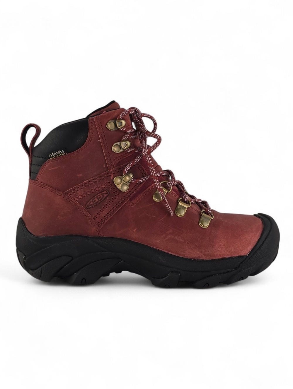 KEEN Women's Pyrenees Mid Waterproof Leather Hiking Short Boots Syrah Red 6